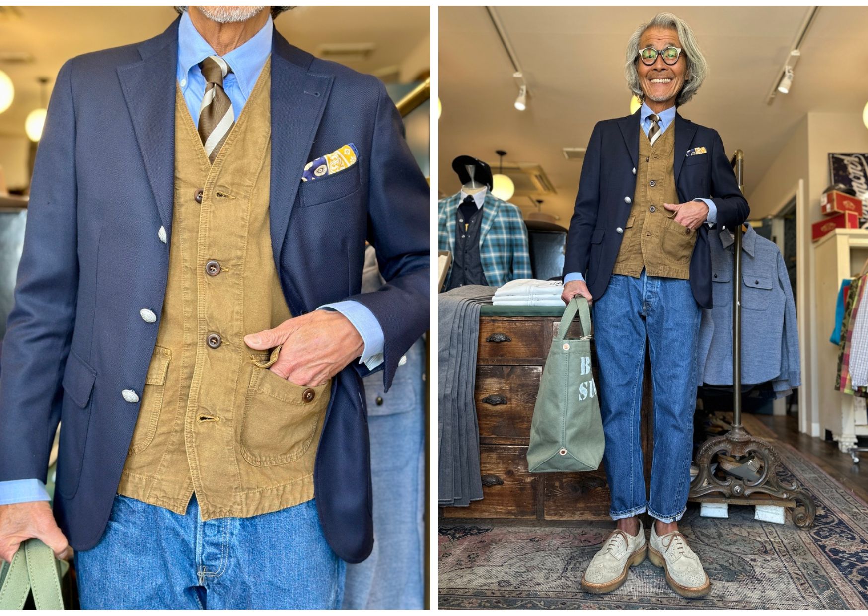 CHESAPEAKE’S コットンリネンSaint Michel Vest Jacket/Outerwear :: CHESAPEAKE'S Cotton Linen Saint Michel Vest
