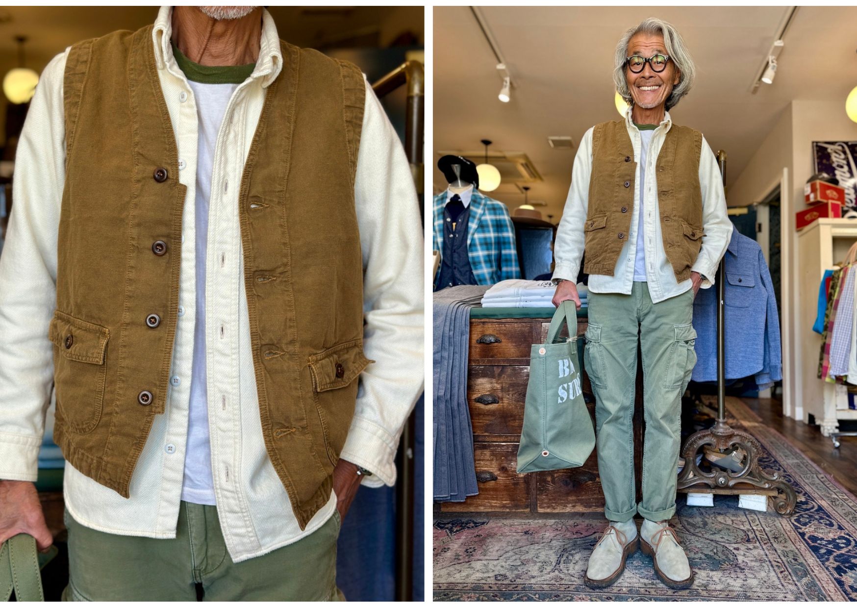 CHESAPEAKE’S コットンリネンSaint Michel Vest Jacket/Outerwear :: CHESAPEAKE'S Cotton Linen Saint Michel Vest