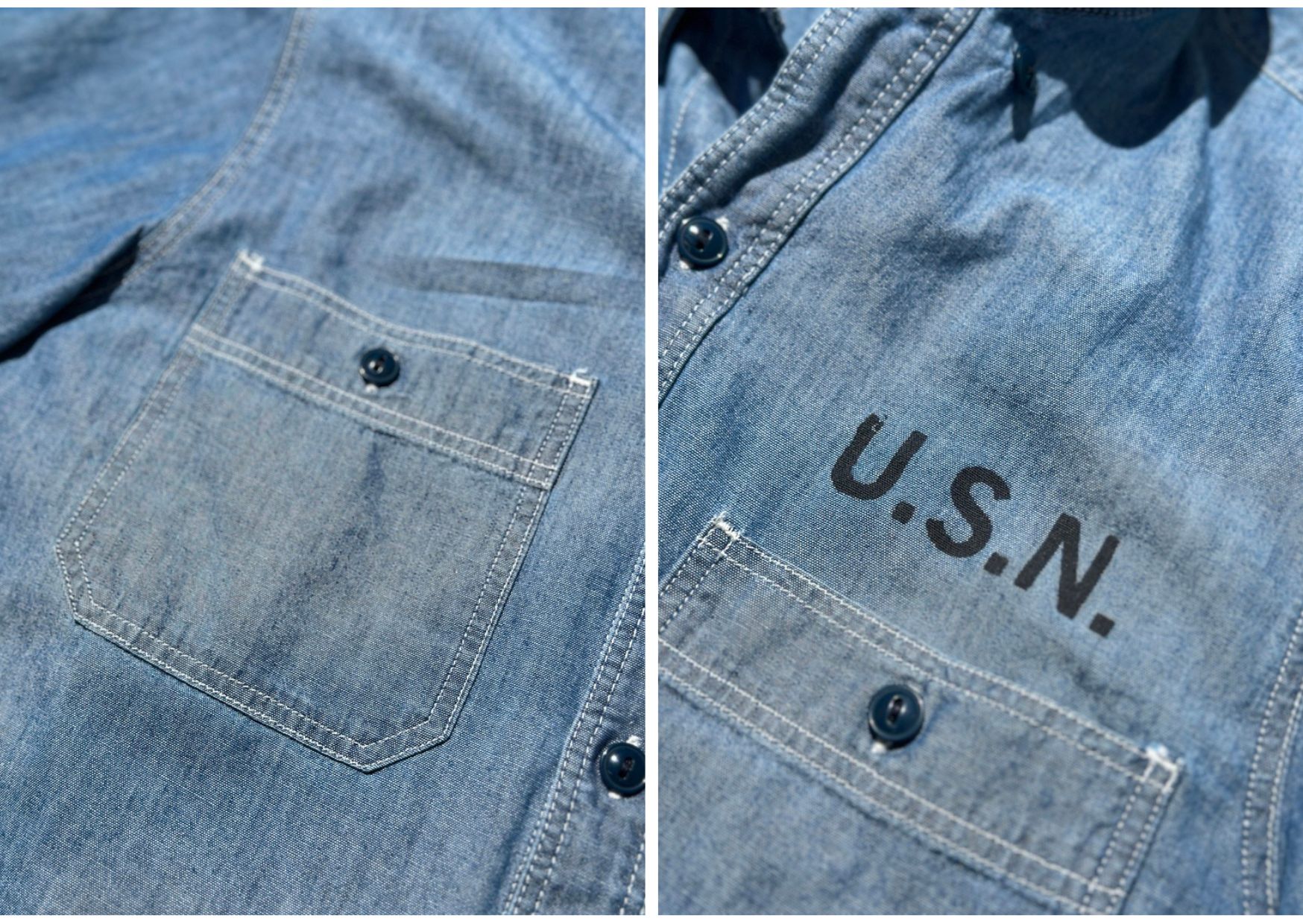 Shirts :: CHESAPEAKE'S US NAVY Short Sleeves Chambray Shirts