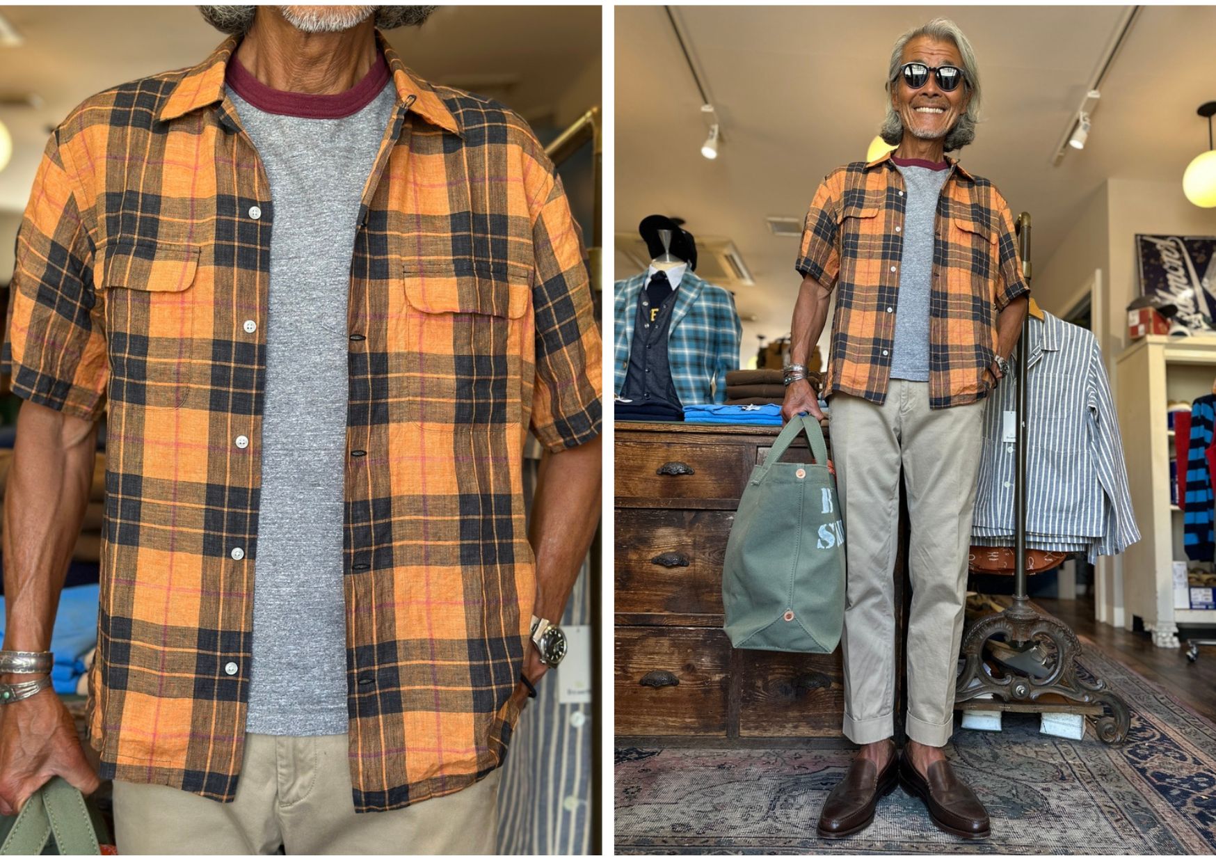 Shirts :: Boys Market Original Dead Stock Albini linen Checked 