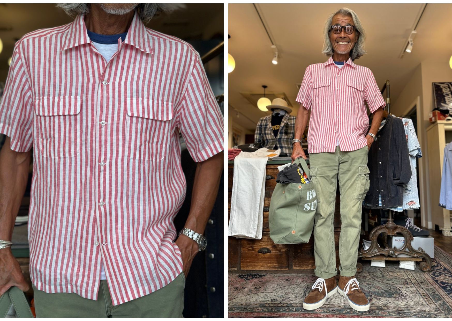 Shirts :: Boys Market Original Dead Stock Albini Linen Stripe Open