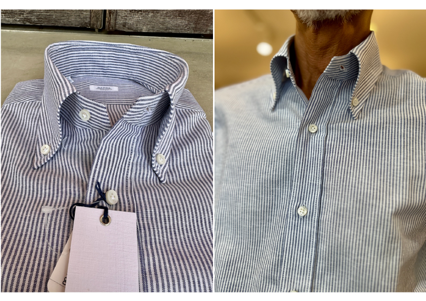 Shirts :: BARBA Bespoke Cotton Linen Candy Stripe BD Shirt